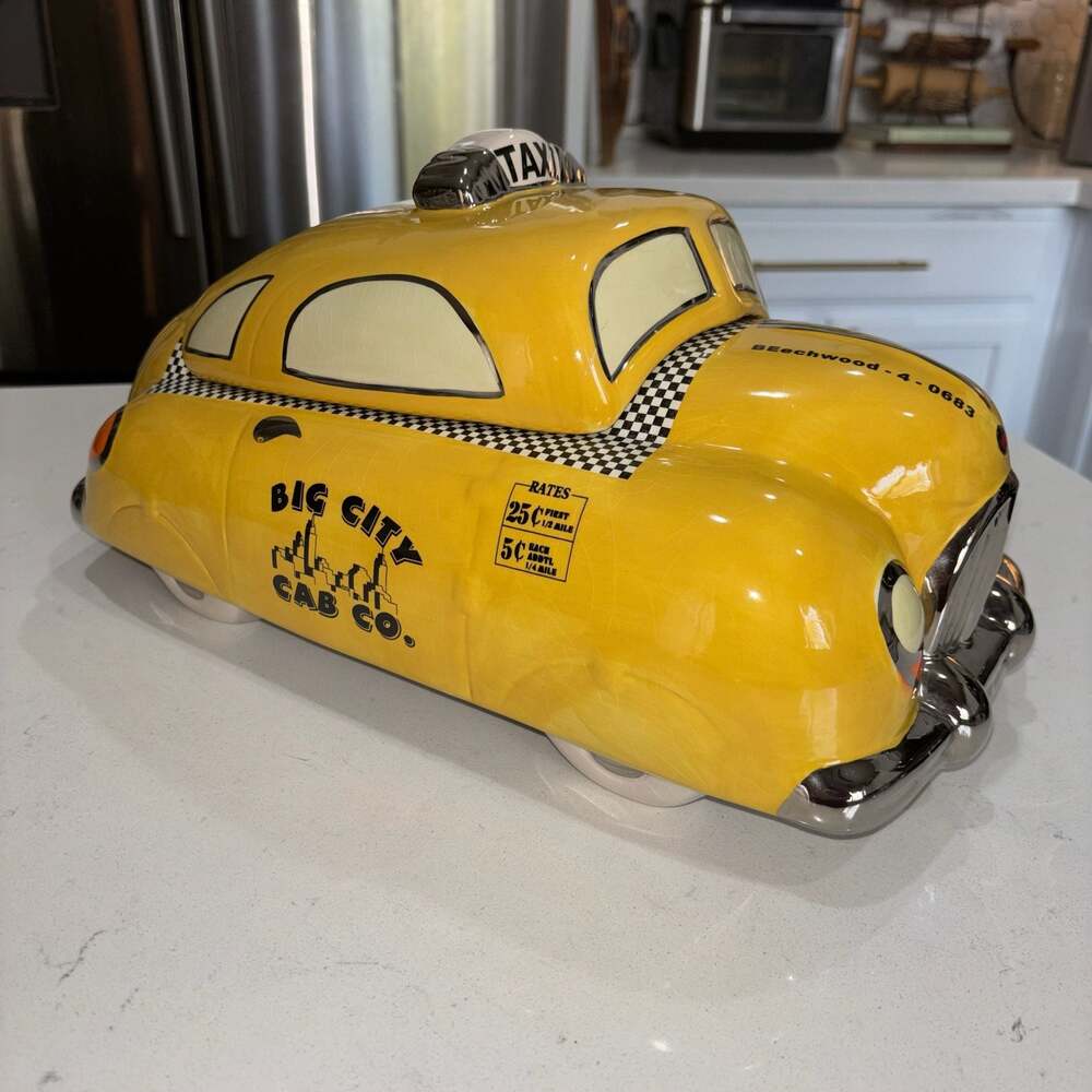 Vintage Big City Cab Co. New York Yellow Taxi Biscuit Cookie Jar Henry Cavanagh